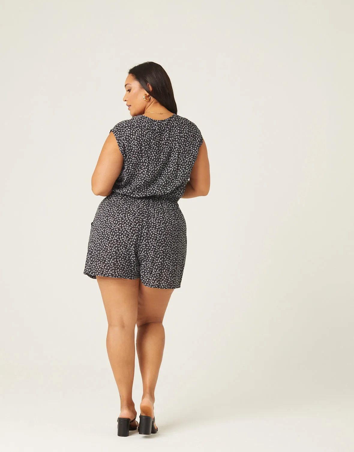 Plus Size Sleeveless Floral Surplice Romper sold by 2020 Ave product image thumbnail 4