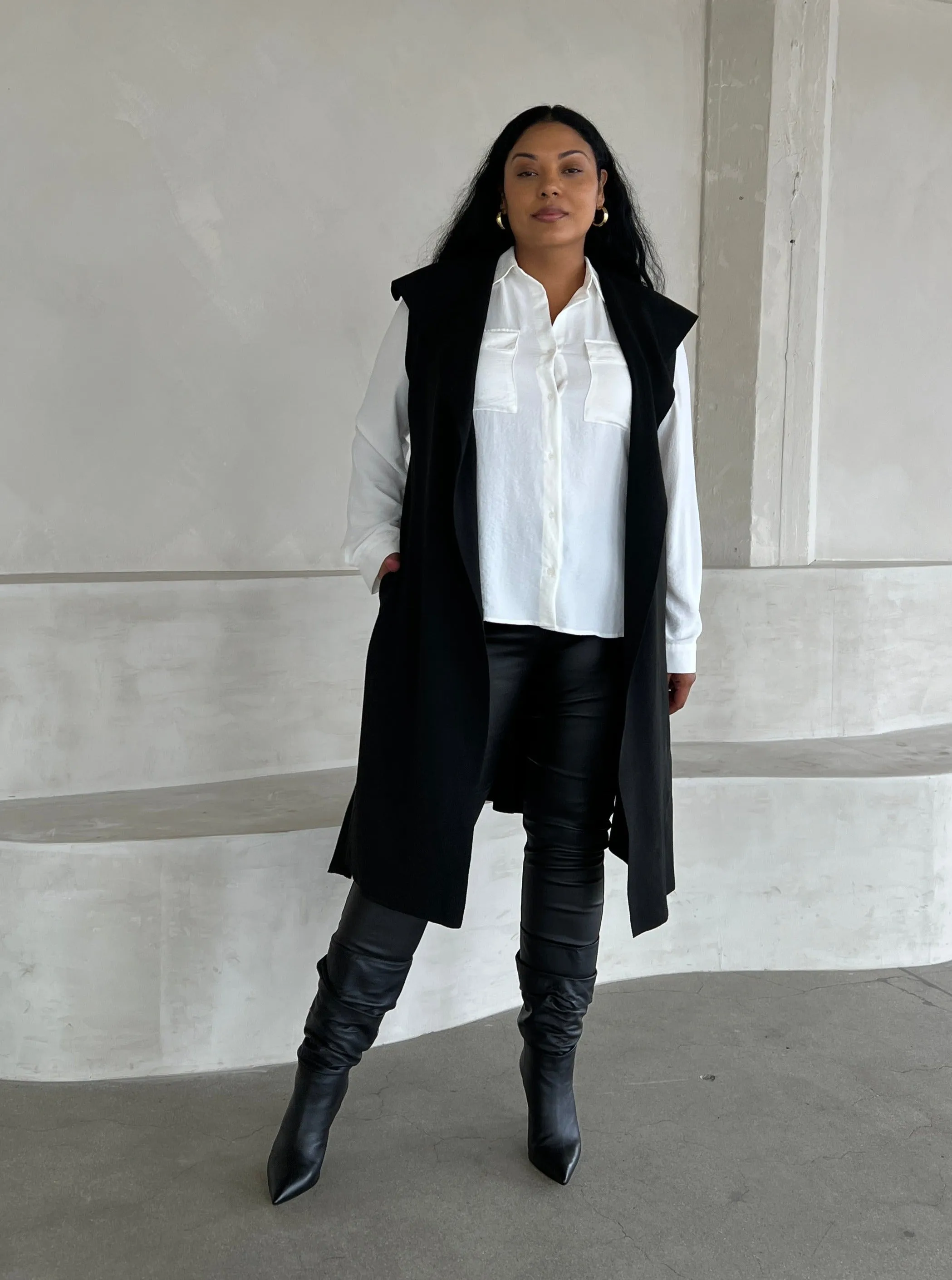 Plus Size Long Knit Belted Sleeveless Cardigan sold by 2020 Ave product image thumbnail 3