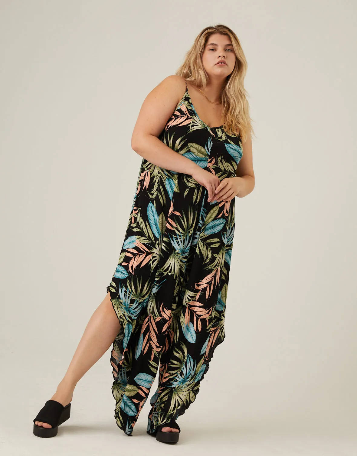 Plus Size Tropical Wide Leg Flowy Jumpsuit sold by 2020 Ave