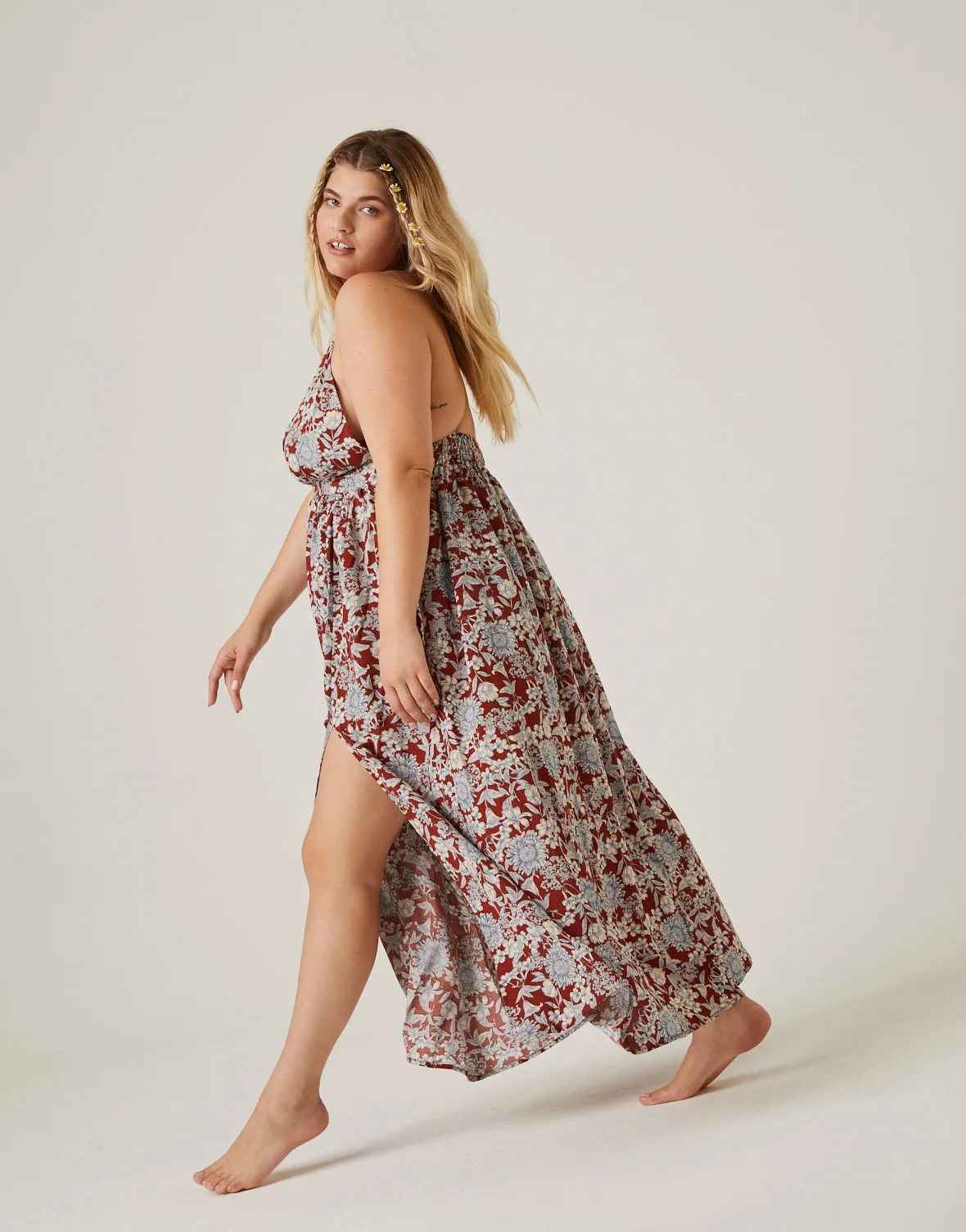 Plus Size Floral Double Slit Maxi Dress sold by 2020 Ave