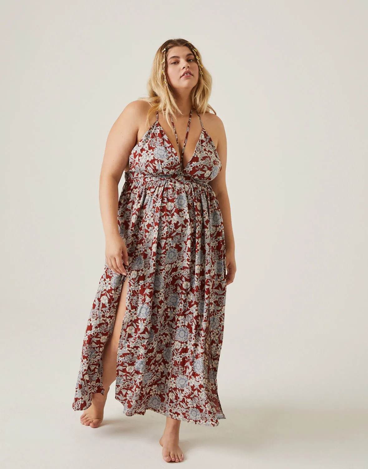 Plus Size Floral Double Slit Maxi Dress sold by 2020 Ave product image thumbnail 2
