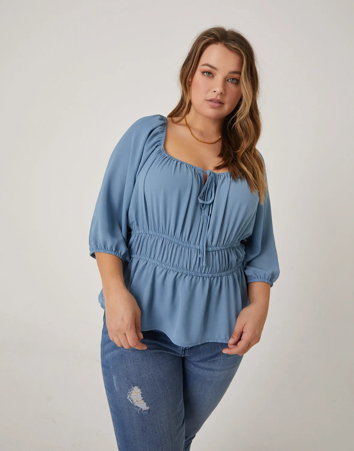 Plus Size Chiffon Elasticized Blouse sold by 2020 Ave product image thumbnail 2