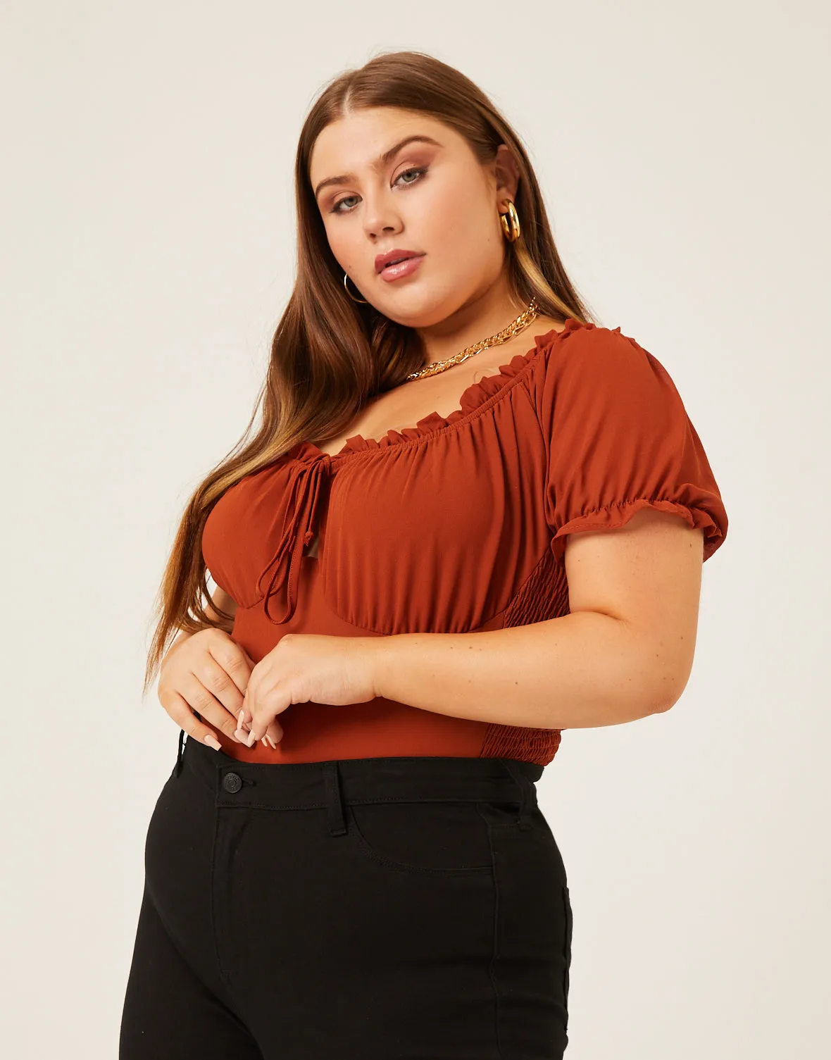 Plus Size Chiffon Smocked Back Blouse sold by 2020 Ave product image thumbnail 5