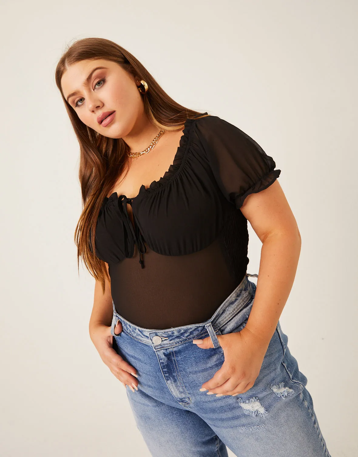 Plus Size Chiffon Smocked Back Blouse sold by 2020 Ave product image thumbnail 3