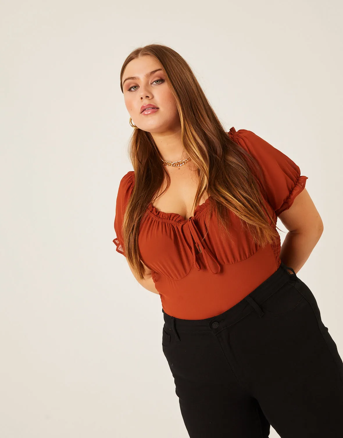 Plus Size Chiffon Smocked Back Blouse sold by 2020 Ave product image thumbnail 2