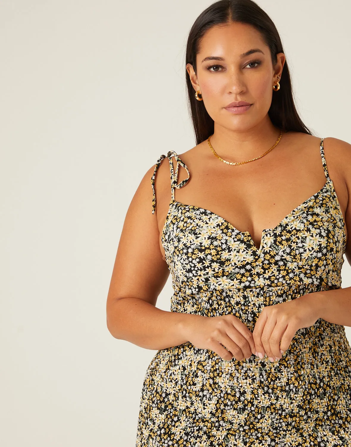 Plus Size Tie Strap Floral Mini Dress sold by 2020 Ave product image thumbnail 2