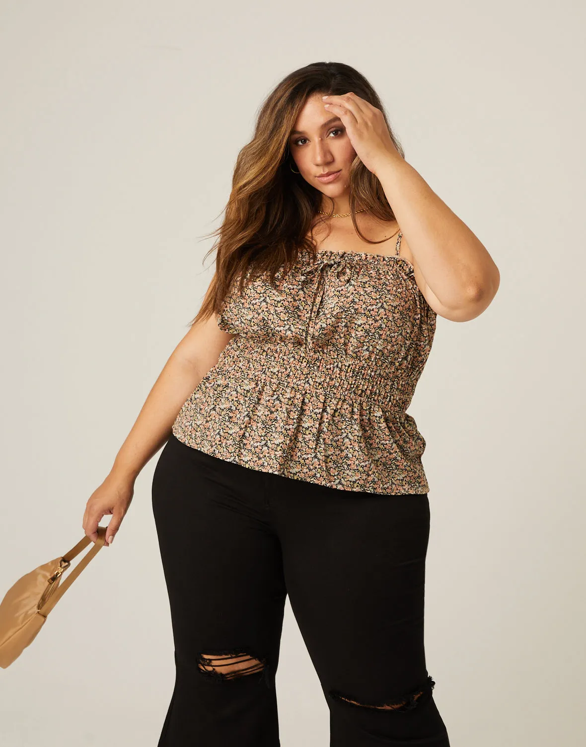Plus Size Floral Smocked Tank sold by 2020 Ave product image thumbnail 2