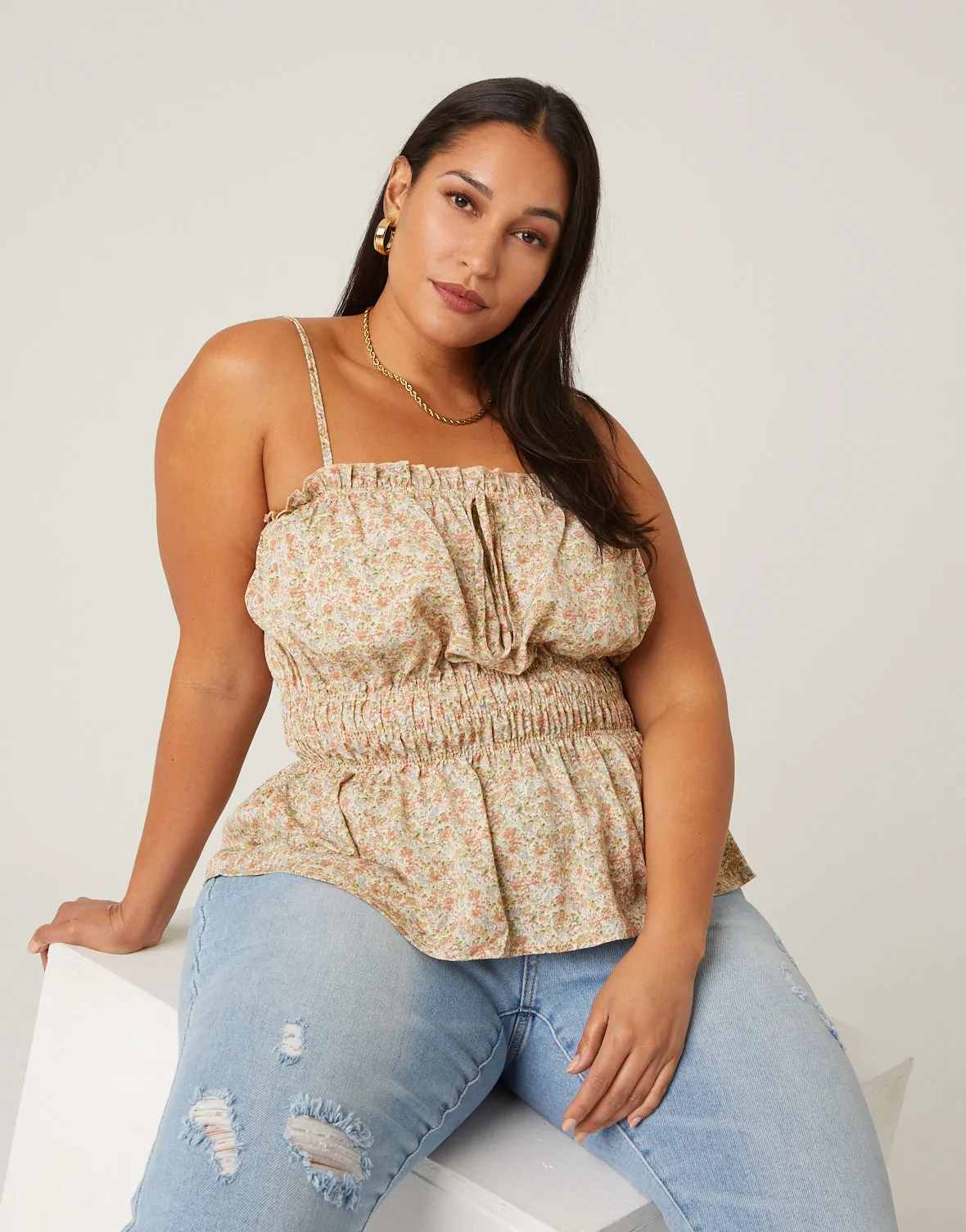 Plus Size Floral Smocked Tank sold by 2020 Ave