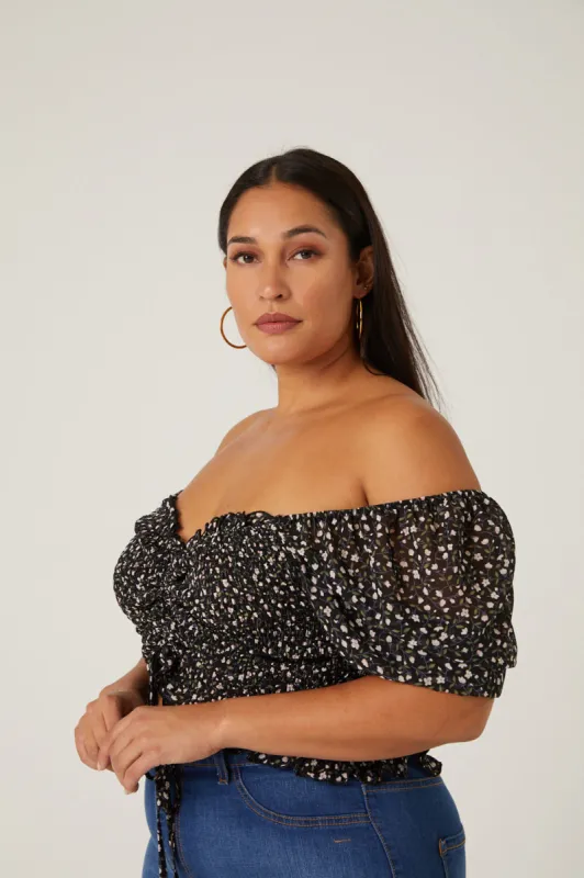 Plus Size Puff Sleeve Floral Top sold by 2020 Ave