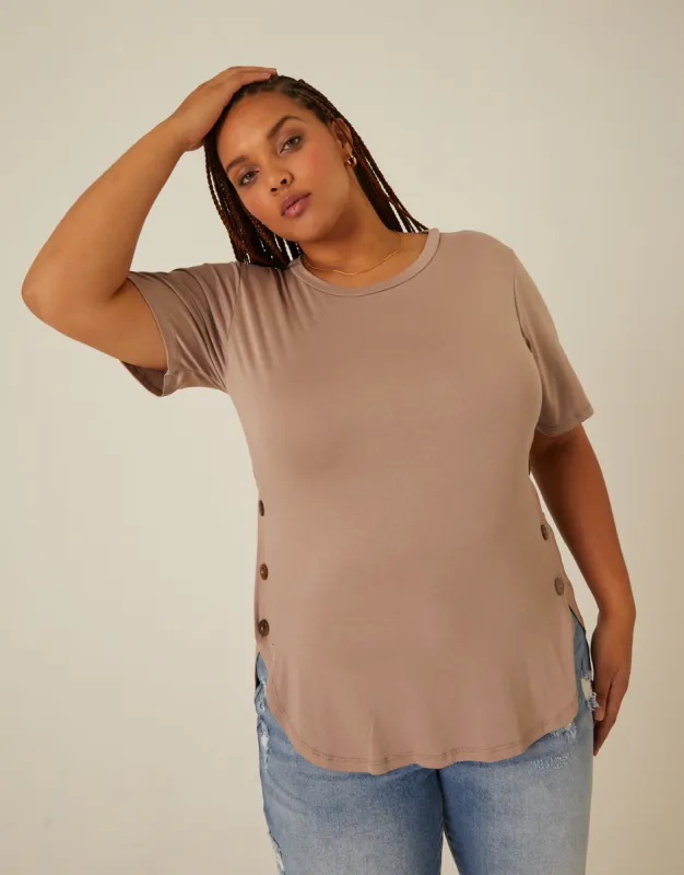 Plus Size Side Button Tee sold by 2020 Ave