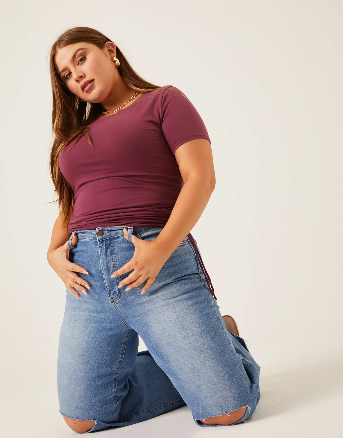 Plus Size Side Ruched Tee sold by 2020 Ave product image thumbnail 4