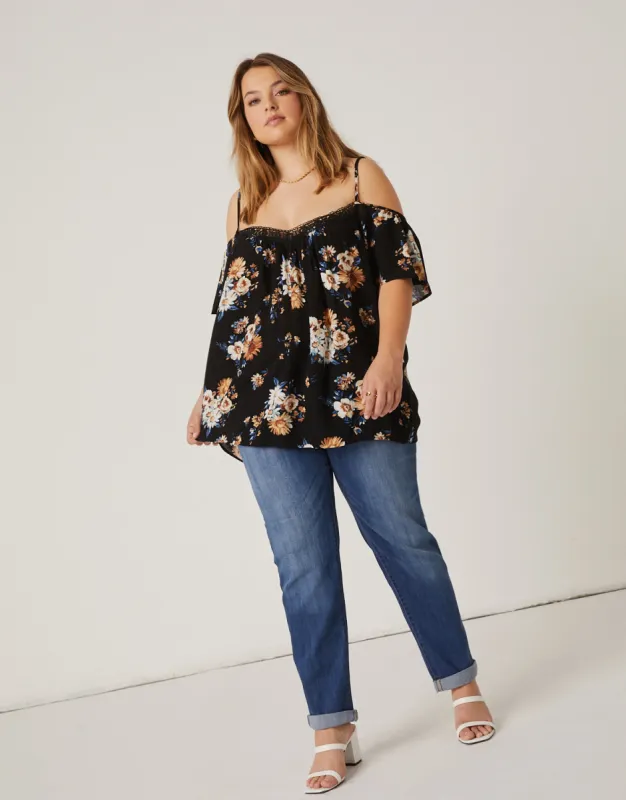 Plus Size Gauzy Floral Top sold by 2020 Ave