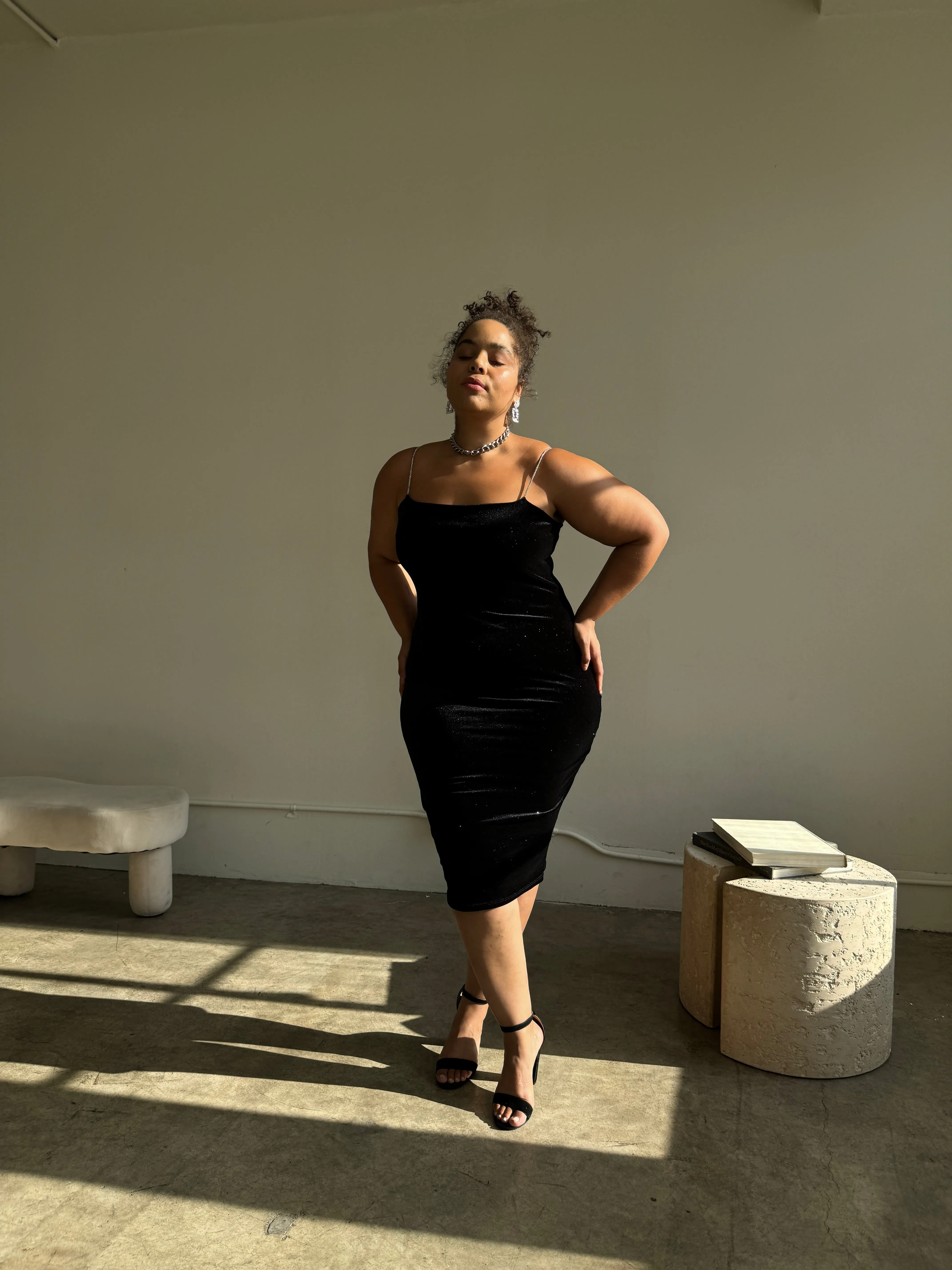 Plus Size Crystal Strap Sparkle Midi Dress sold by 2020 Ave