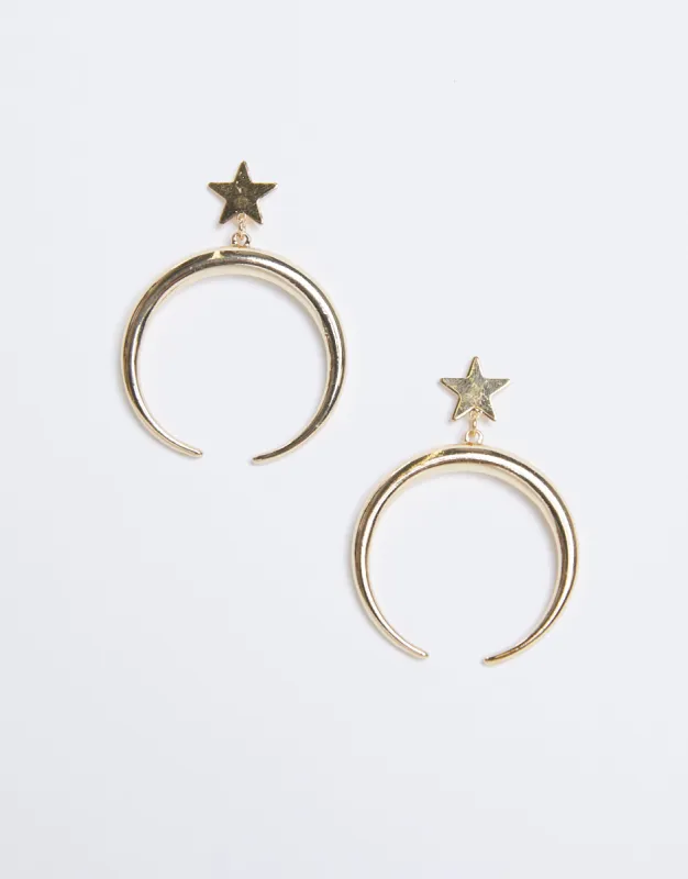 Moon and Star Dangle Earrings sold by 2020 Ave