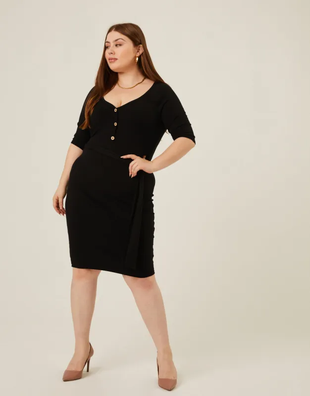 Plus Size Tie Belt Bodycon Dress sold by 2020 Ave