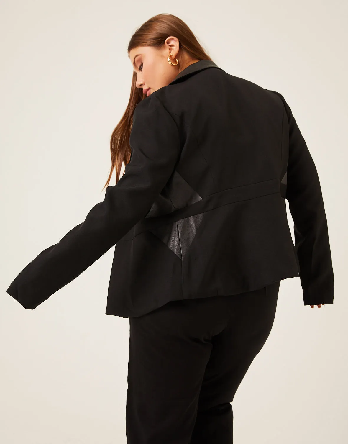 Plus Size Faux Leather Trim Blazer sold by 2020 Ave product image thumbnail 2