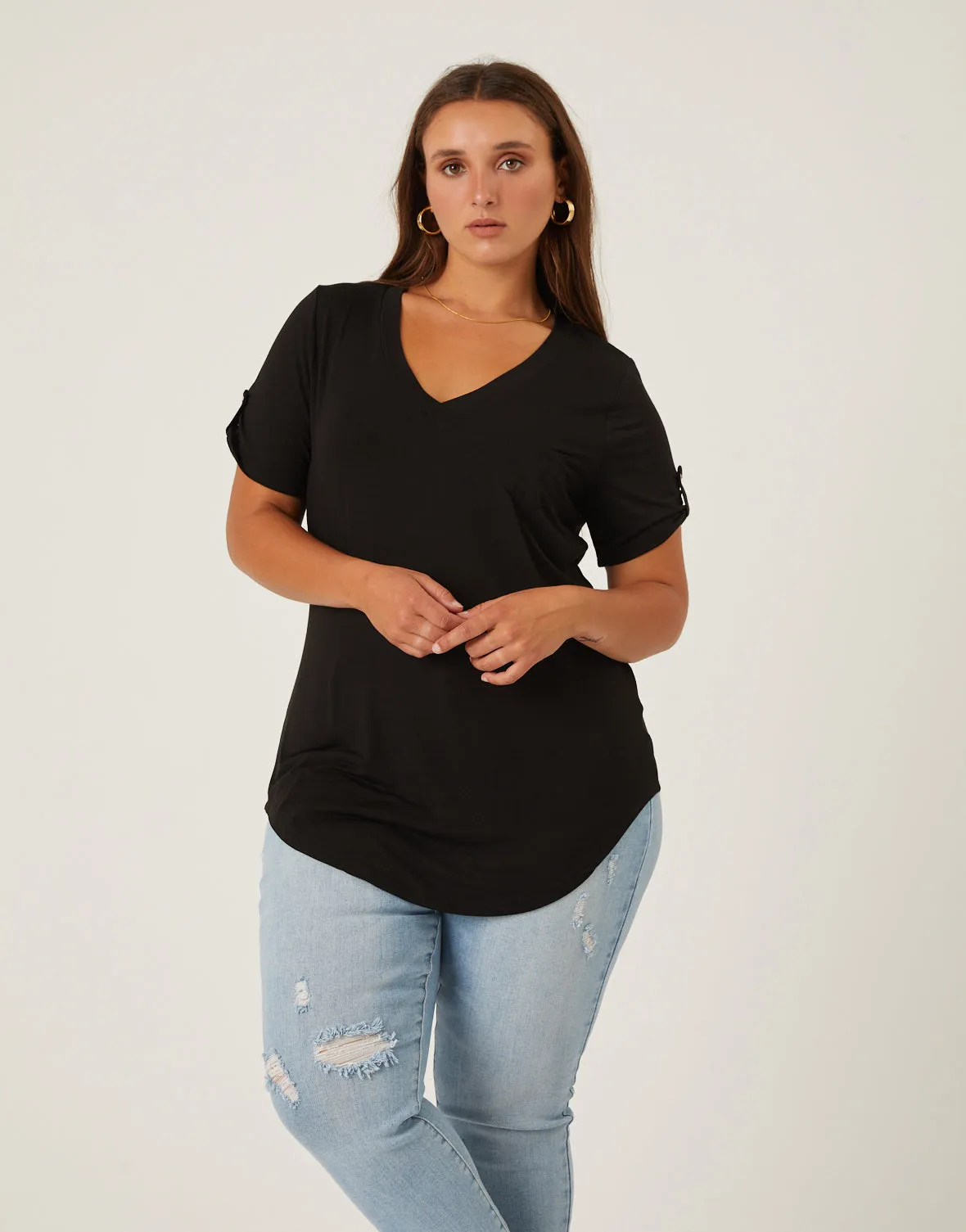 Plus Size Drapey V-Neck Pocket Tee sold by 2020 Ave product image thumbnail 3