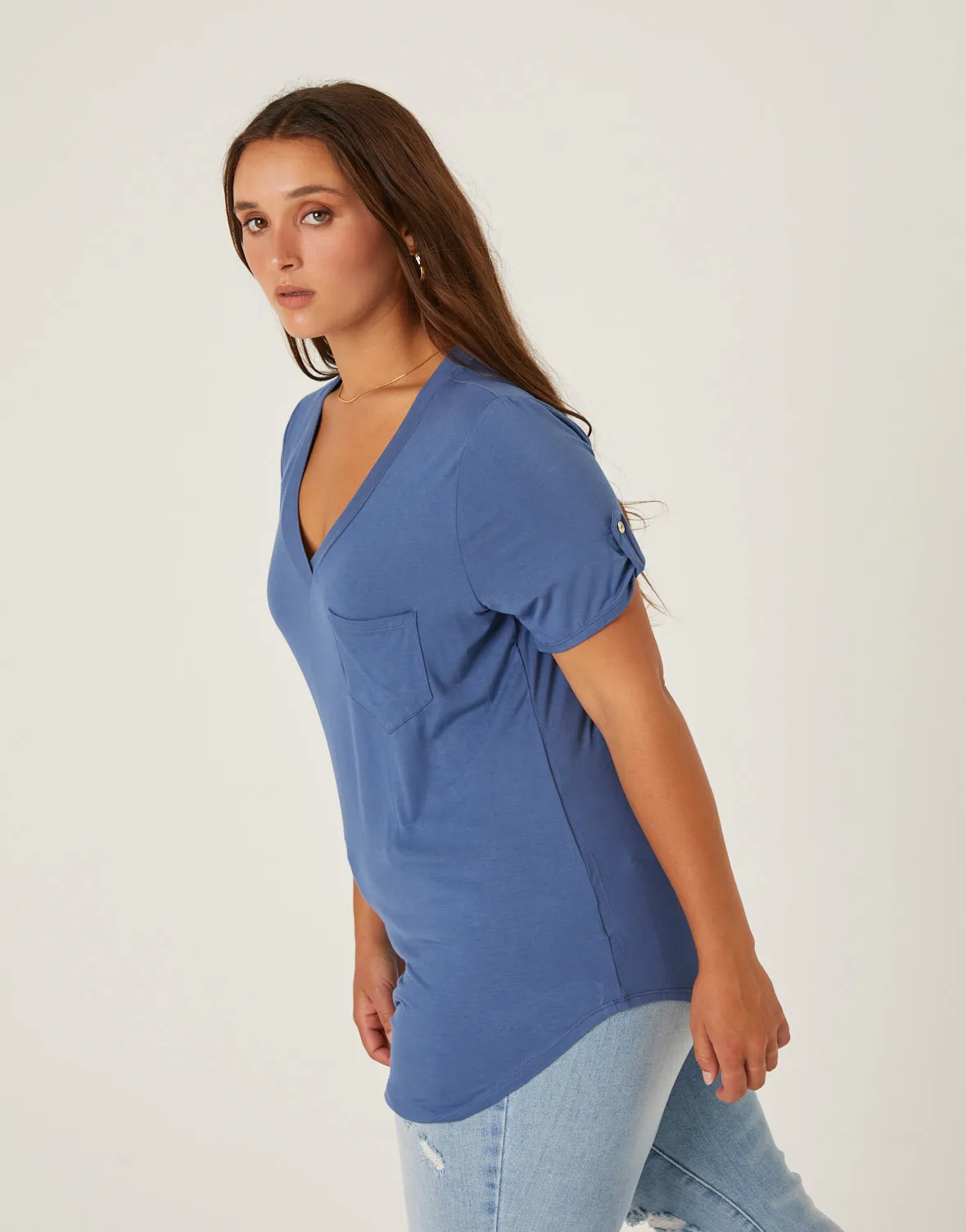 Plus Size Drapey V-Neck Pocket Tee sold by 2020 Ave product image thumbnail 2