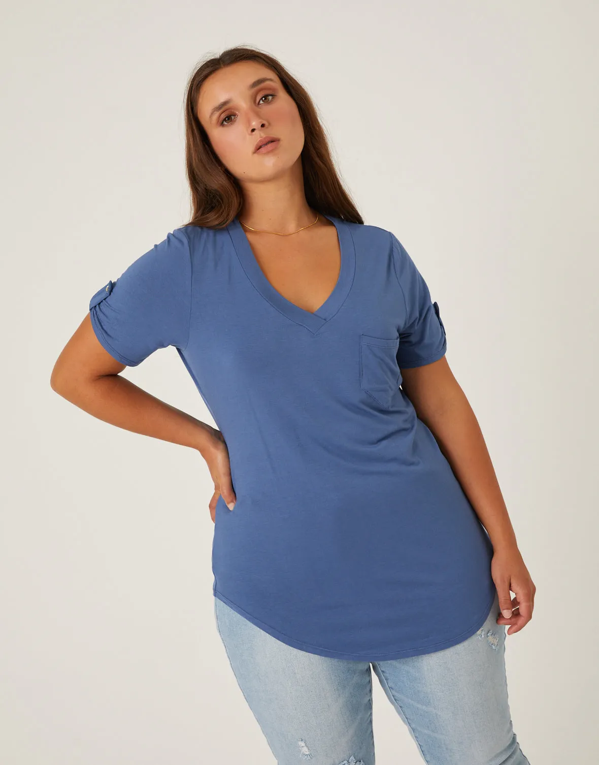 Plus Size Drapey V-Neck Pocket Tee sold by 2020 Ave product image thumbnail 4