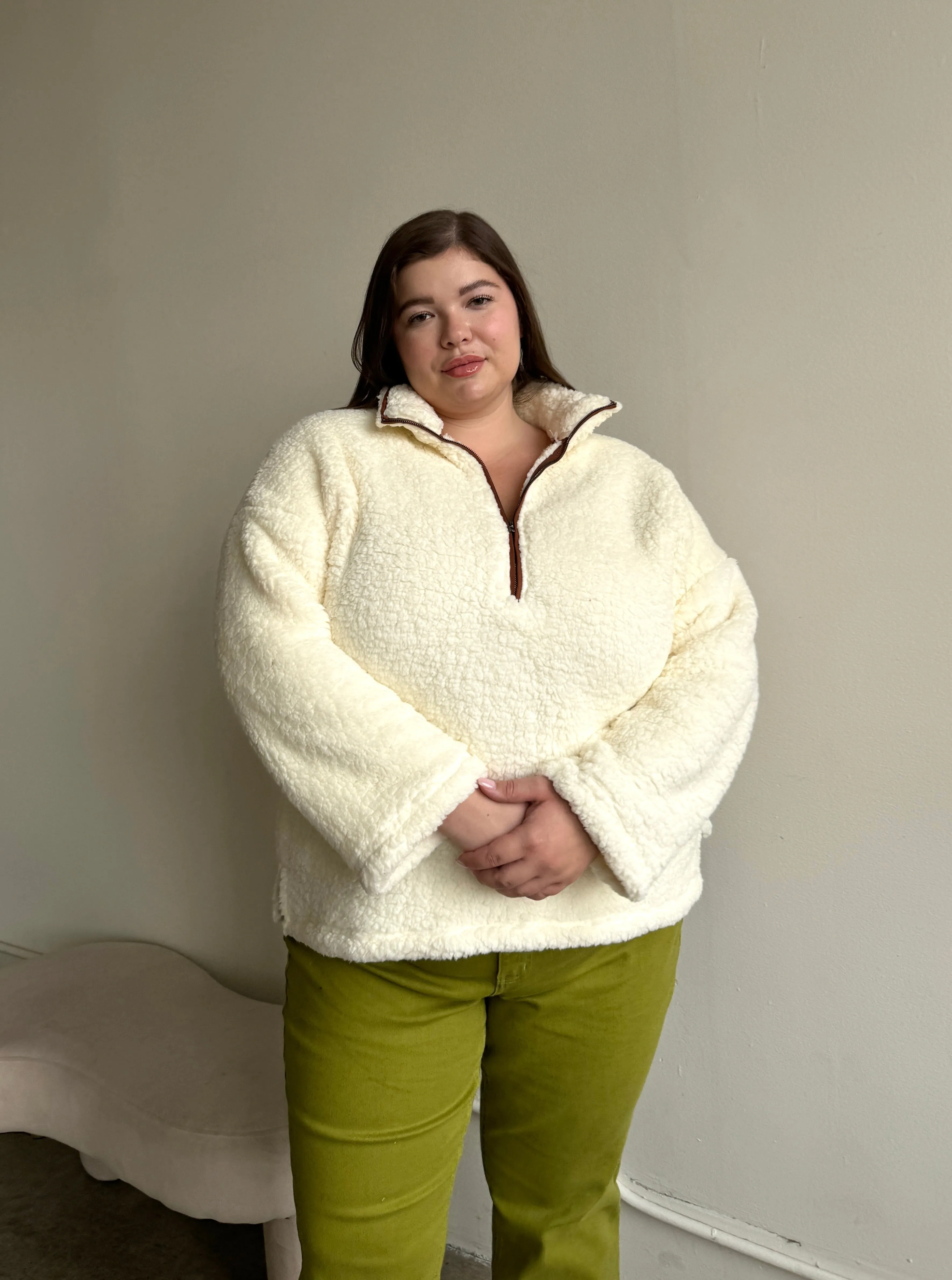 Plus Size Half Zip Teddy Pullover sold by 2020 Ave