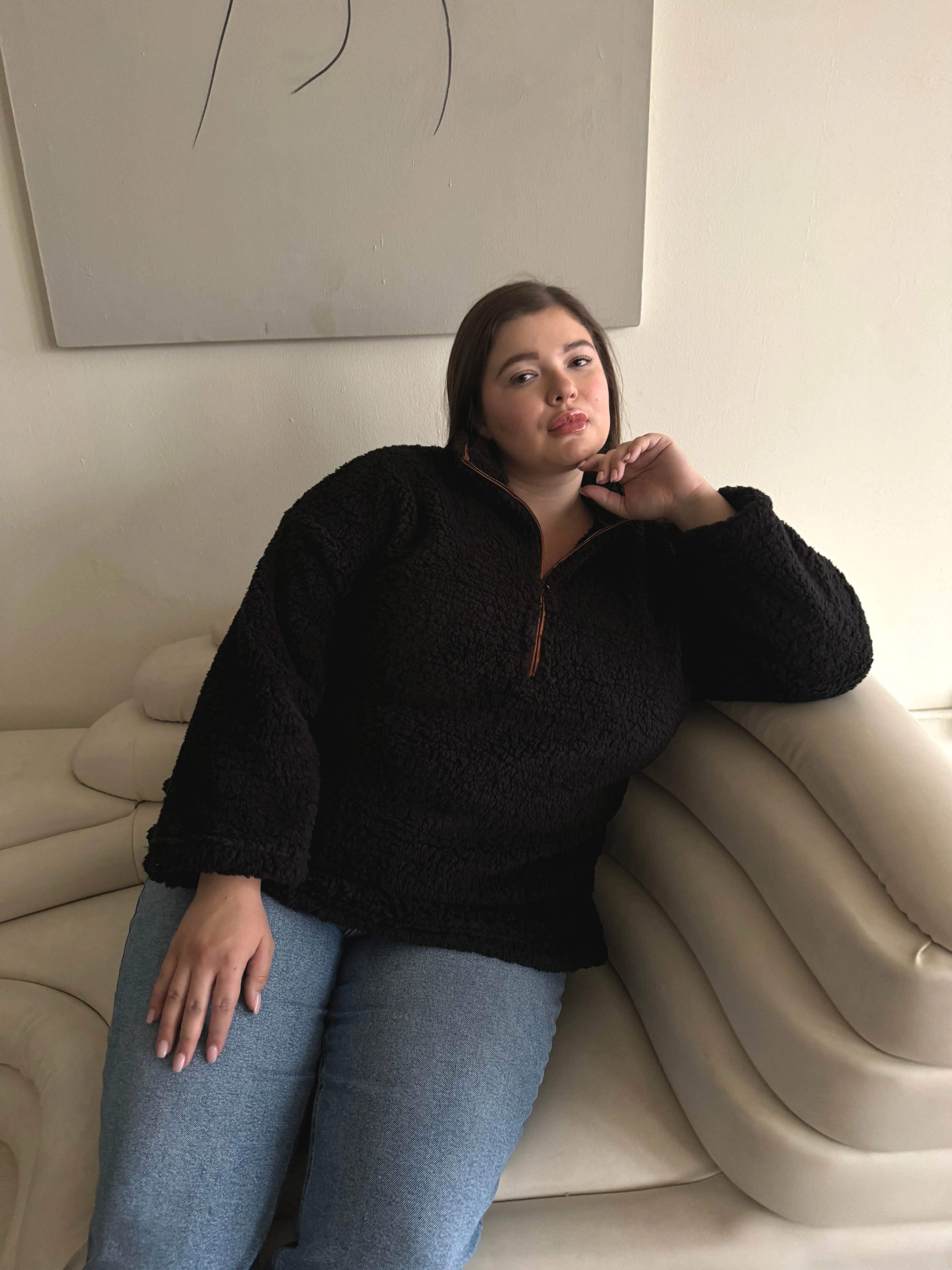 Plus Size Half Zip Teddy Pullover sold by 2020 Ave product image thumbnail 4
