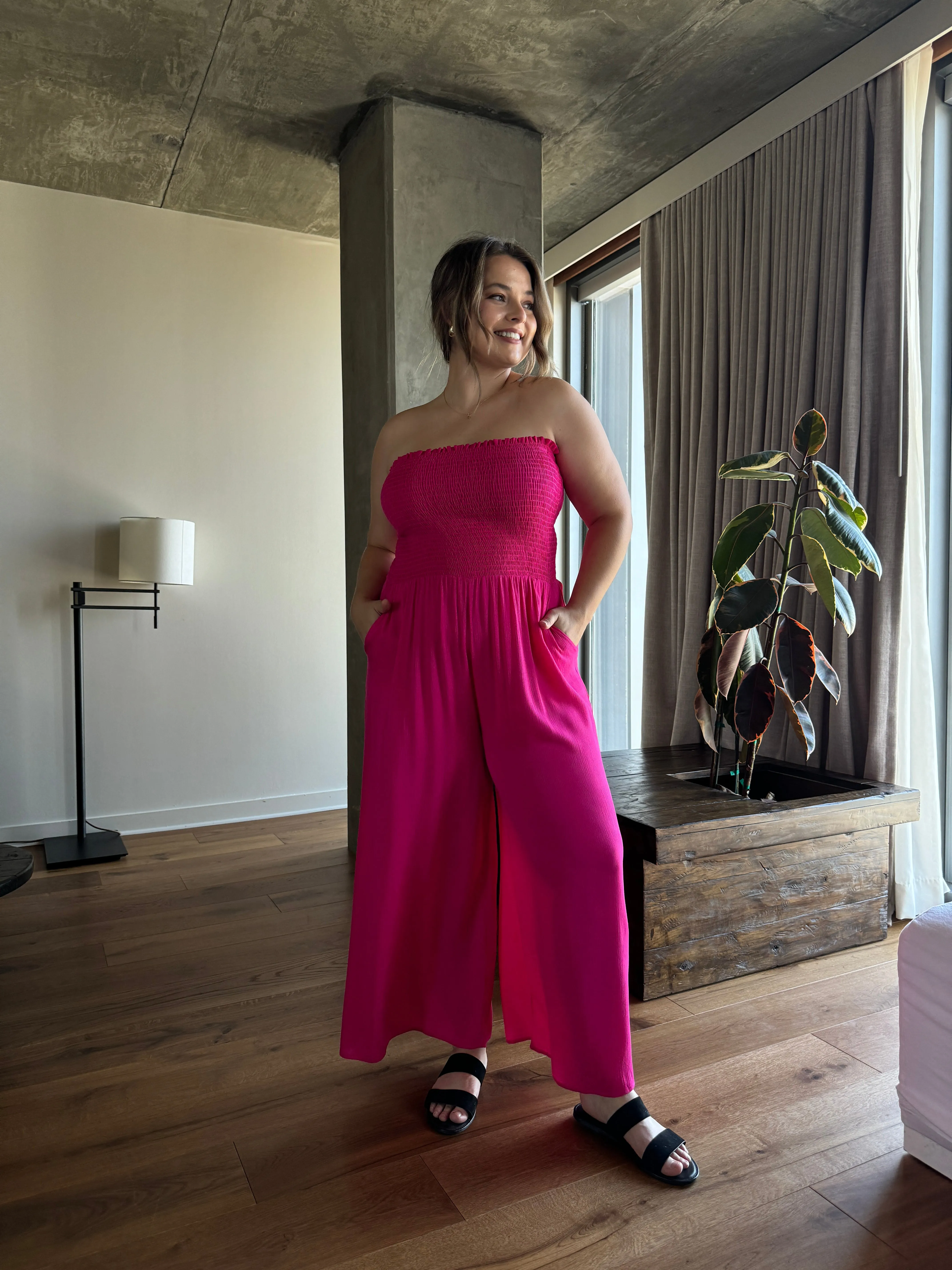 Plus Size Smocked Top Flowy Jumpsuit sold by 2020 Ave