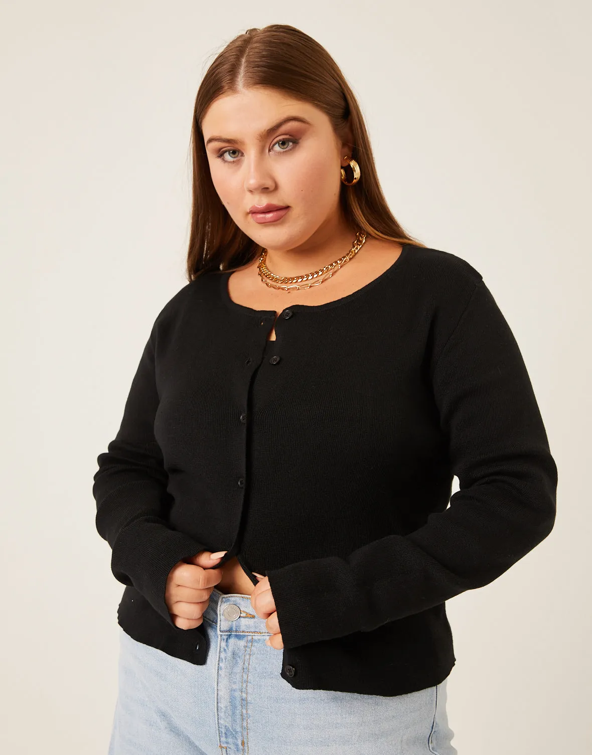 Plus Size Button Cardigan Knit Top sold by 2020 Ave product image thumbnail 4
