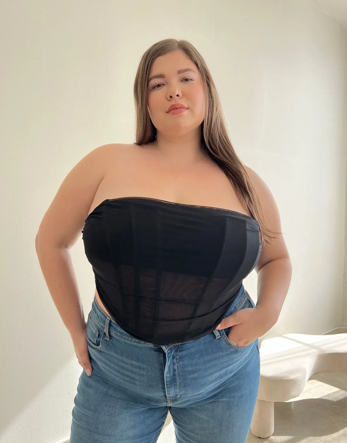 Plus Size Mesh Boned Corset Top sold by 2020 Ave product image thumbnail 3