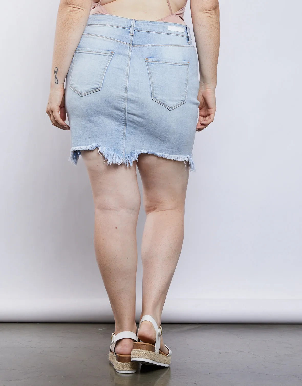 Plus Size Raw Hem Denim Mini Skirt sold by 2020 Ave product image thumbnail 4