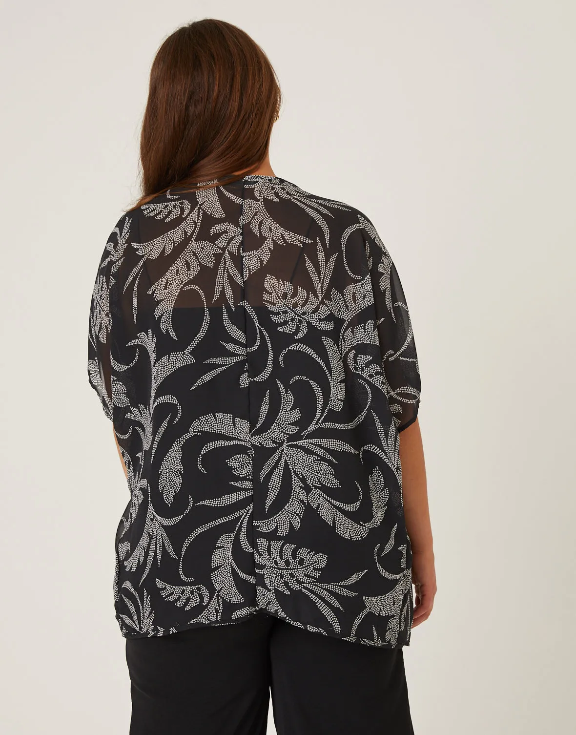 Plus Size Dotted Leaf Chiffon Cardigan sold by 2020 Ave product image thumbnail 3