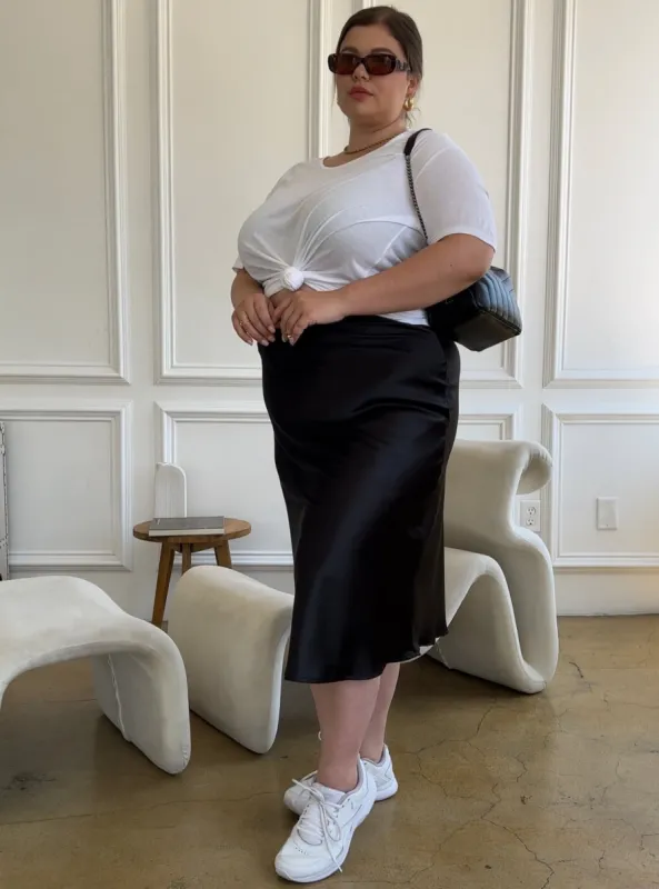 Plus Size Satin Midi Skirt sold by 2020 Ave