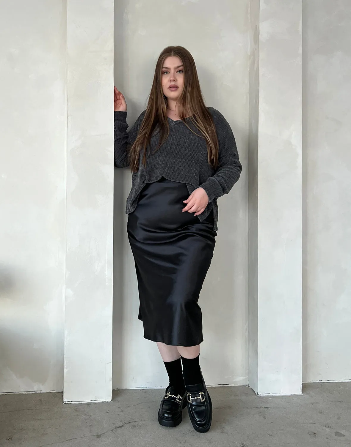 Plus Size Satin Midi Skirt sold by 2020 Ave product image thumbnail 2