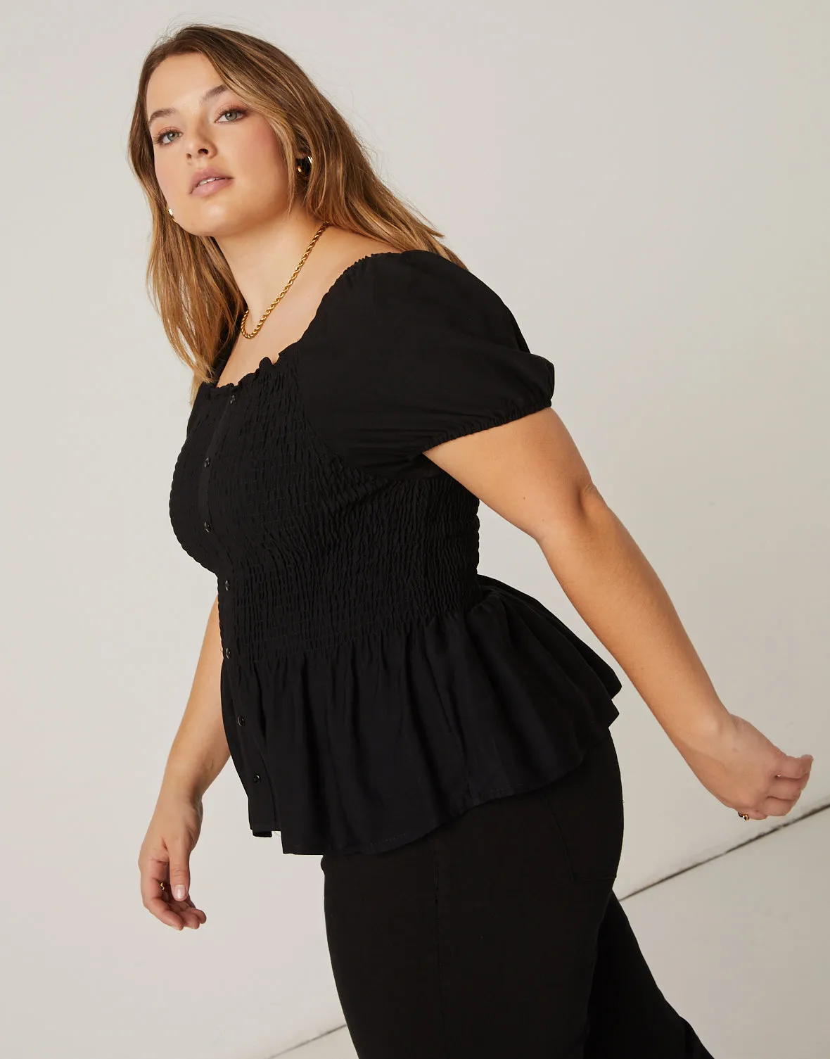 Plus Size Smocked Flowy Top sold by 2020 Ave product image thumbnail 3