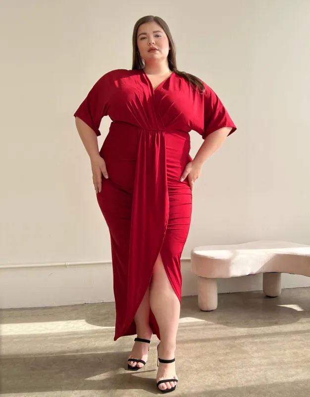 Plus Size Short Sleeve Gathered Midi Dress sold by 2020 Ave