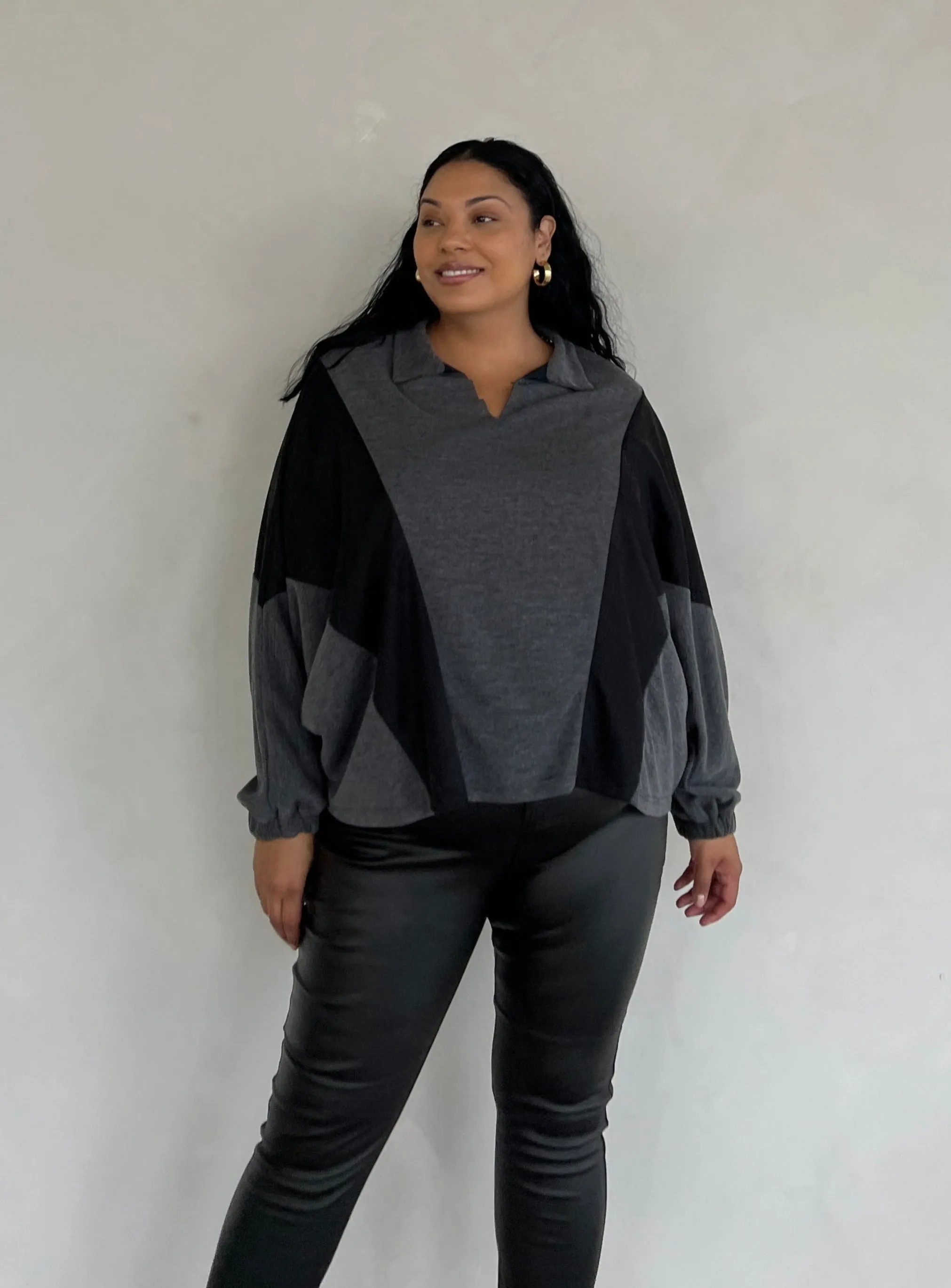 Plus Size Two Tone Long Sleeve Top sold by 2020 Ave