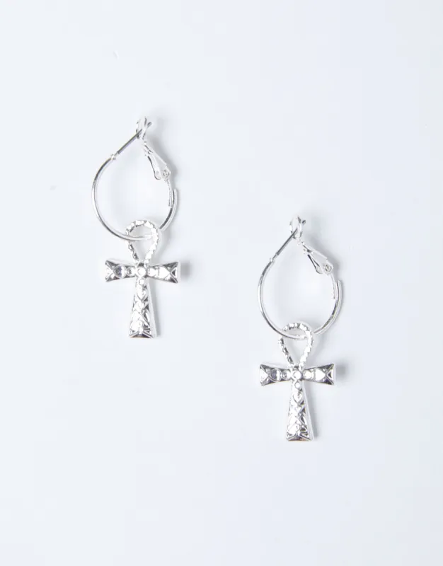 Cross Charm Hoop Earrings sold by 2020 Ave