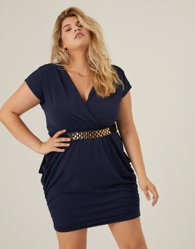 Plus Size Belted Short Sleeve Dress sold by 2020 Ave