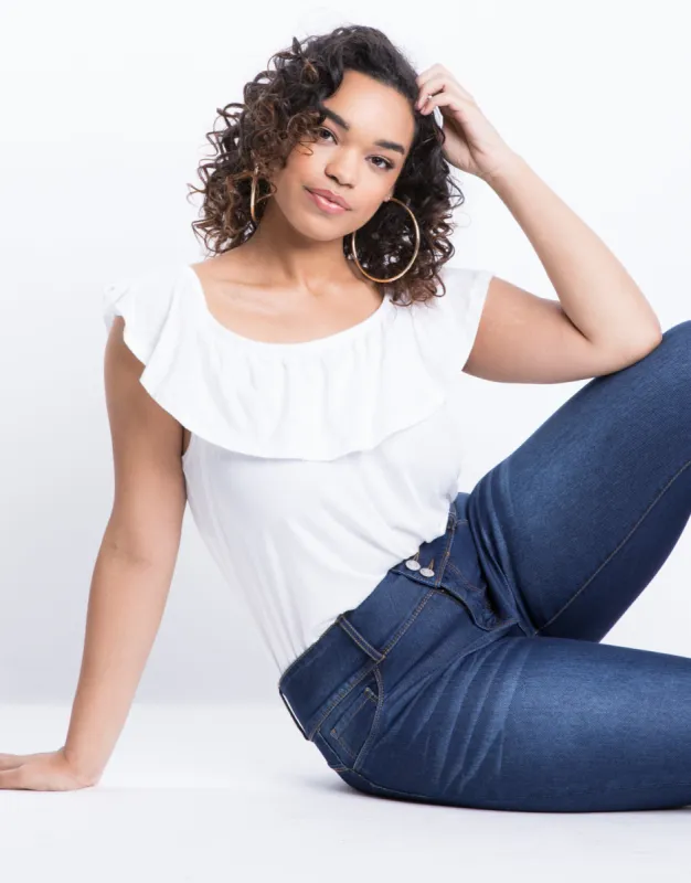 Plus Size Buttoned Up Cuffed Skinny Jeans sold by 2020 Ave