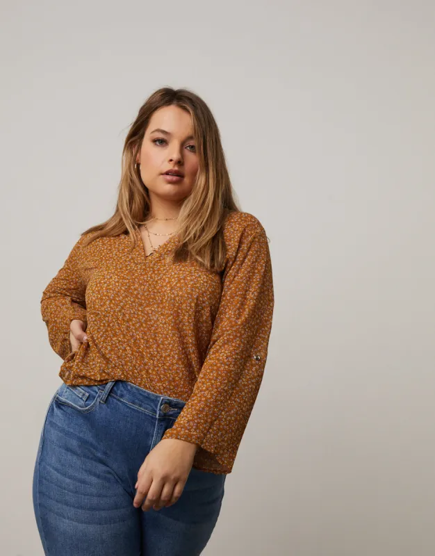 Plus Size Floral Chiffon Blouse sold by 2020 Ave