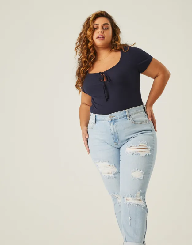 Plus Size Tie Detail Bodysuit sold by 2020 Ave