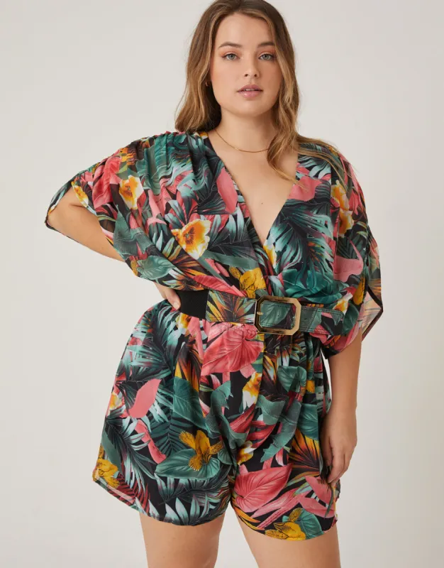 Plus Size Vibrant Tropical Printed Romper sold by 2020 Ave