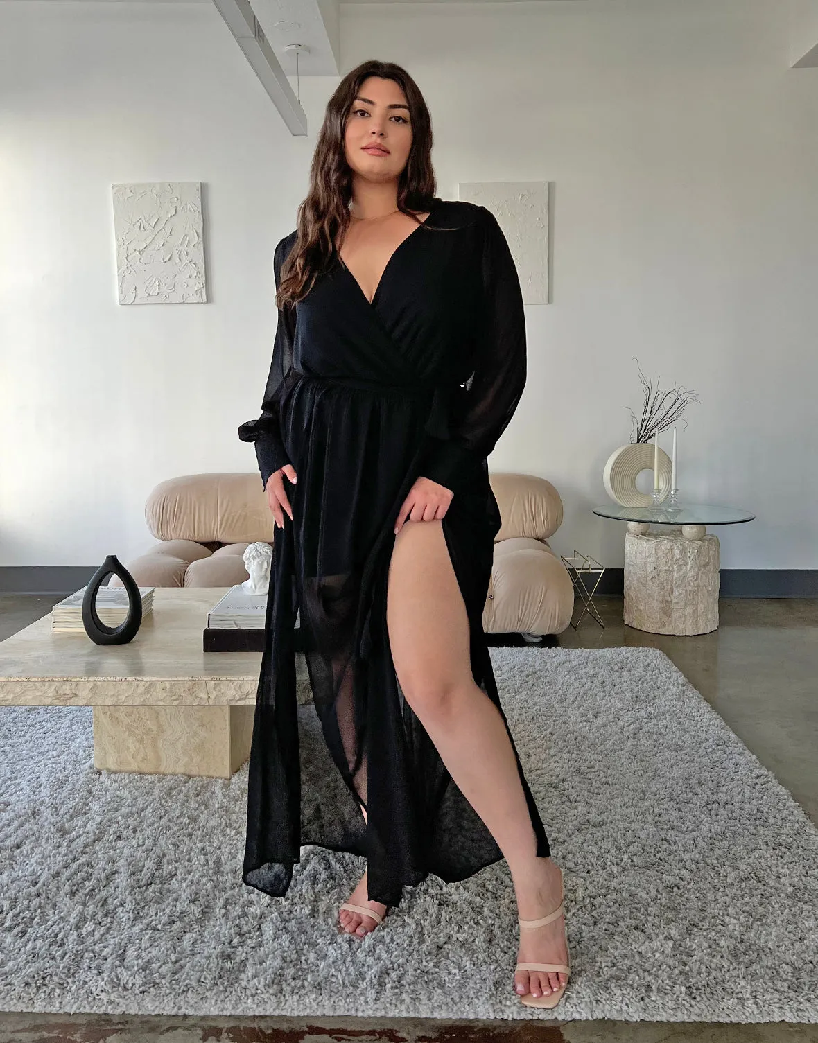 Plus Size Chiffon Long Sleeve Maxi Dress sold by 2020 Ave product image thumbnail 2