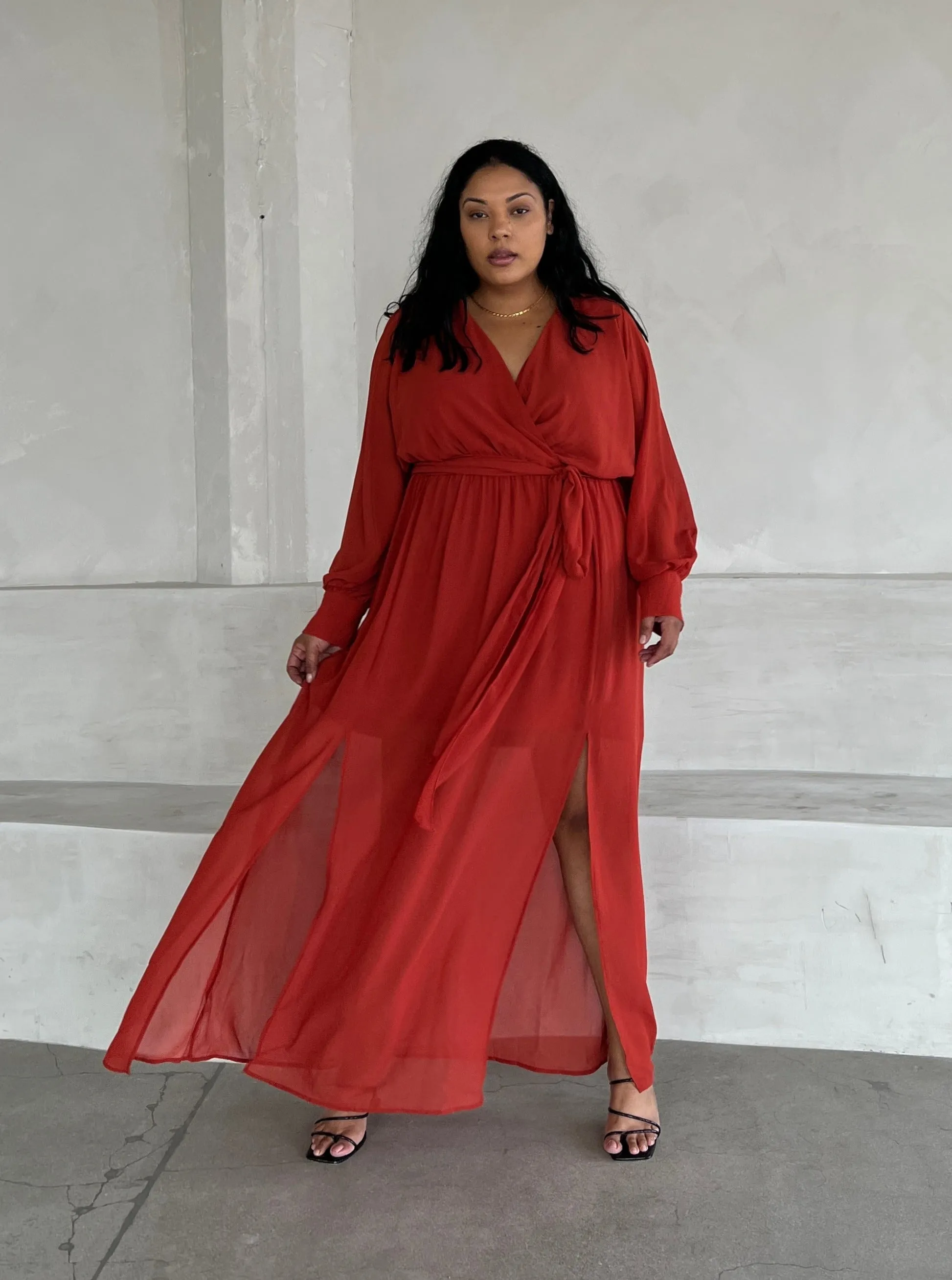 Plus Size Chiffon Long Sleeve Maxi Dress sold by 2020 Ave product image thumbnail 5
