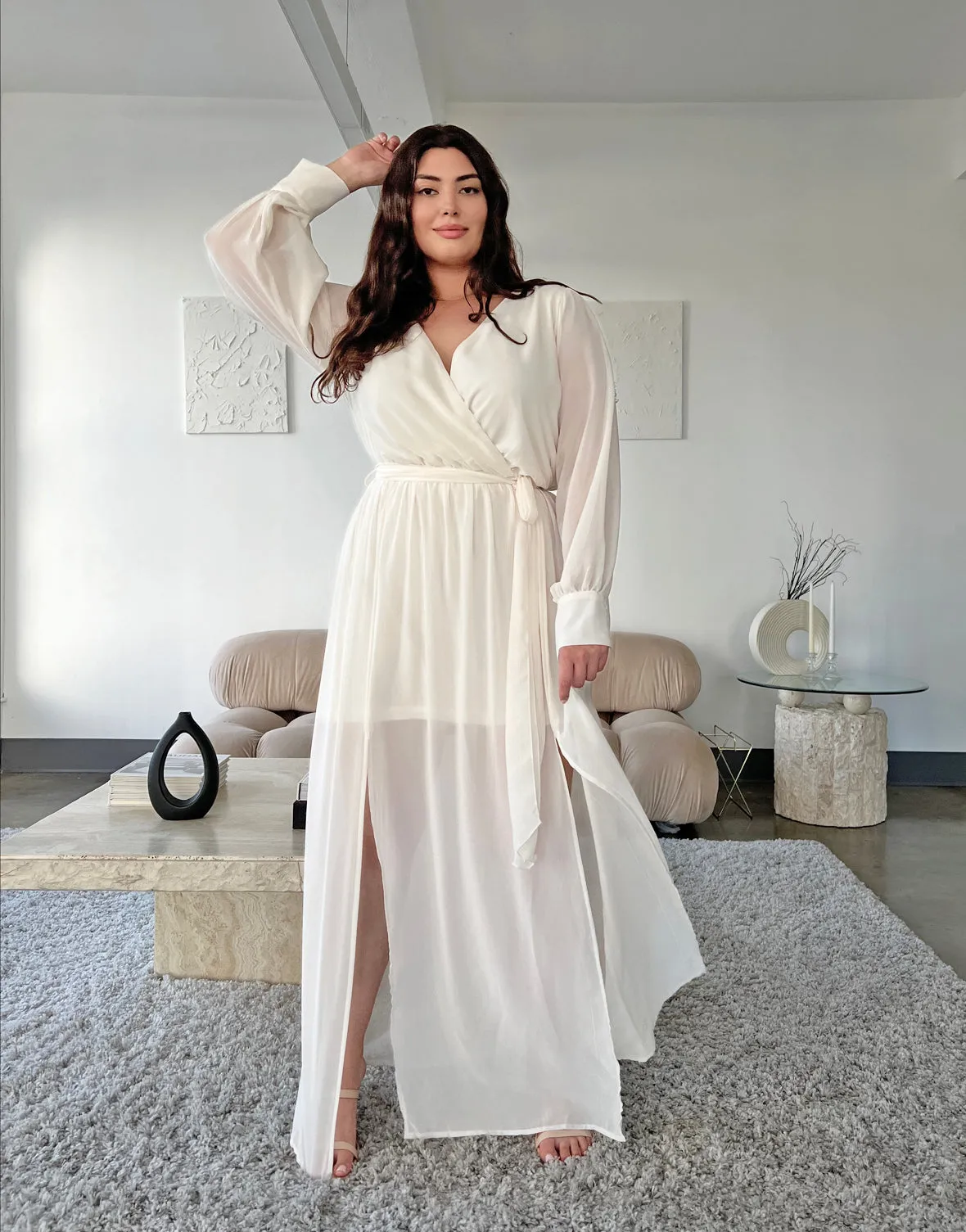 Plus Size Chiffon Long Sleeve Maxi Dress sold by 2020 Ave product image thumbnail 3