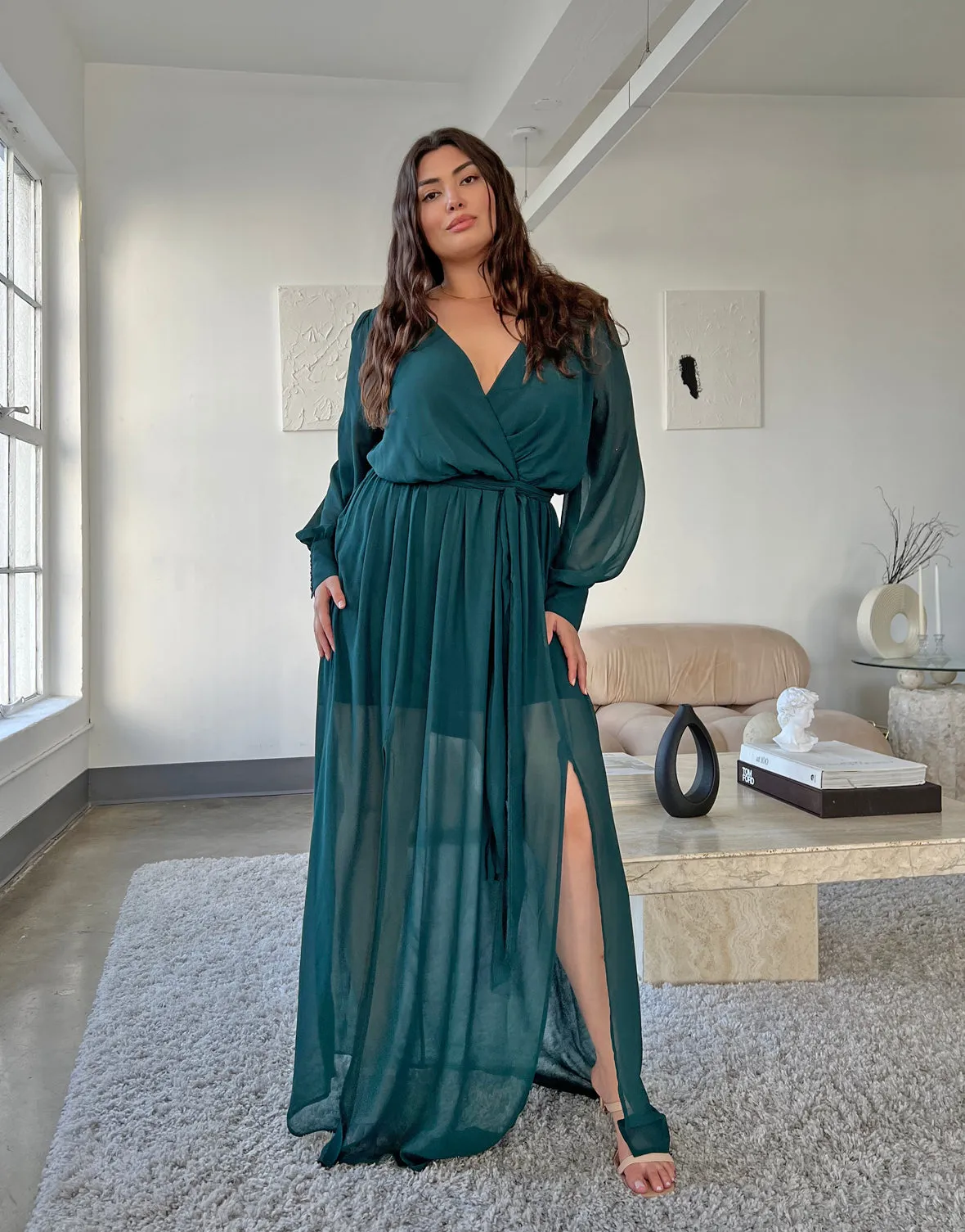 Plus Size Chiffon Long Sleeve Maxi Dress sold by 2020 Ave product image thumbnail 4