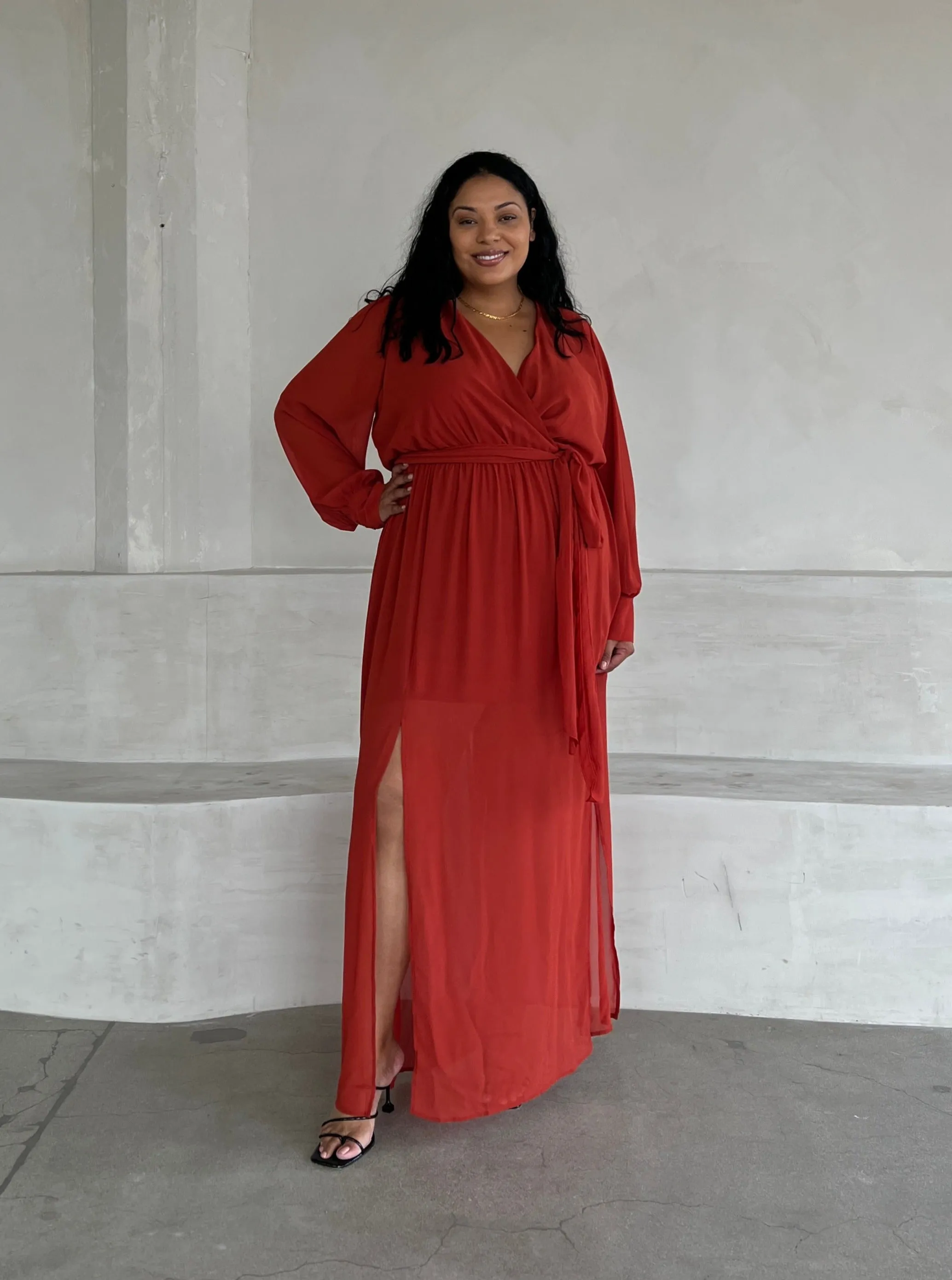 Plus Size Chiffon Long Sleeve Maxi Dress sold by 2020 Ave