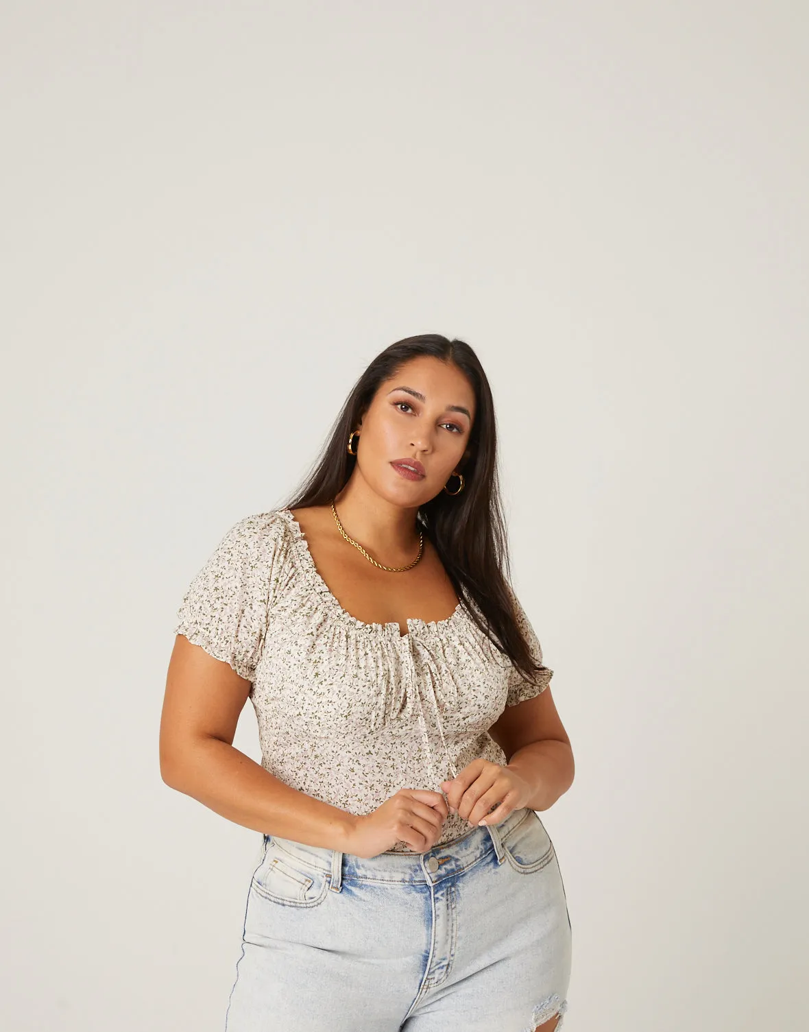 Plus Size Floral Gathered Blouse sold by 2020 Ave product image thumbnail 2