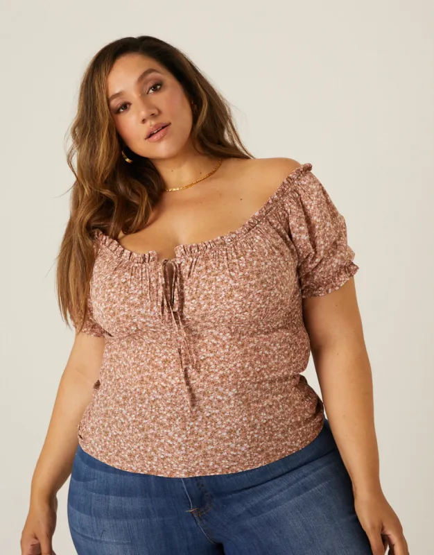 Plus Size Floral Gathered Blouse sold by 2020 Ave