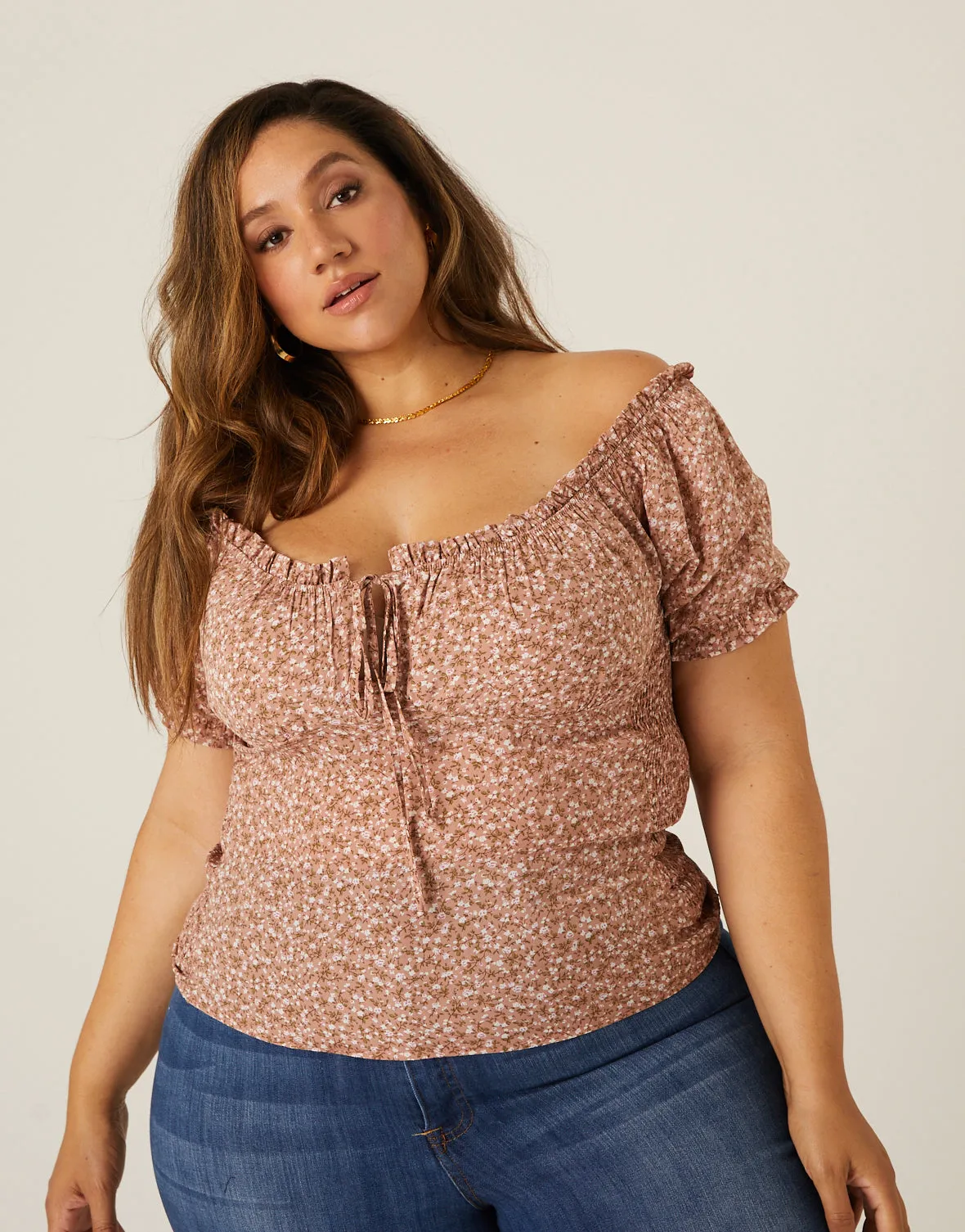Plus Size Floral Gathered Blouse sold by 2020 Ave