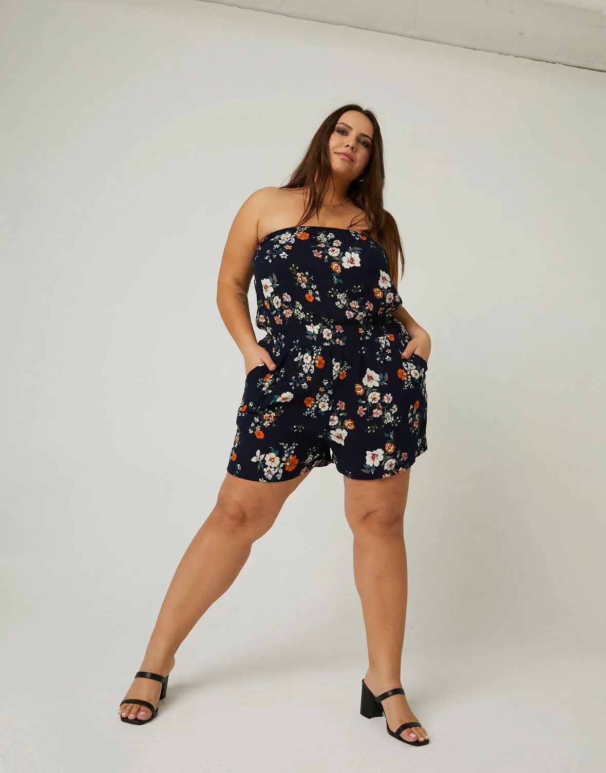 Plus Size Floral Strapless Romper sold by 2020 Ave